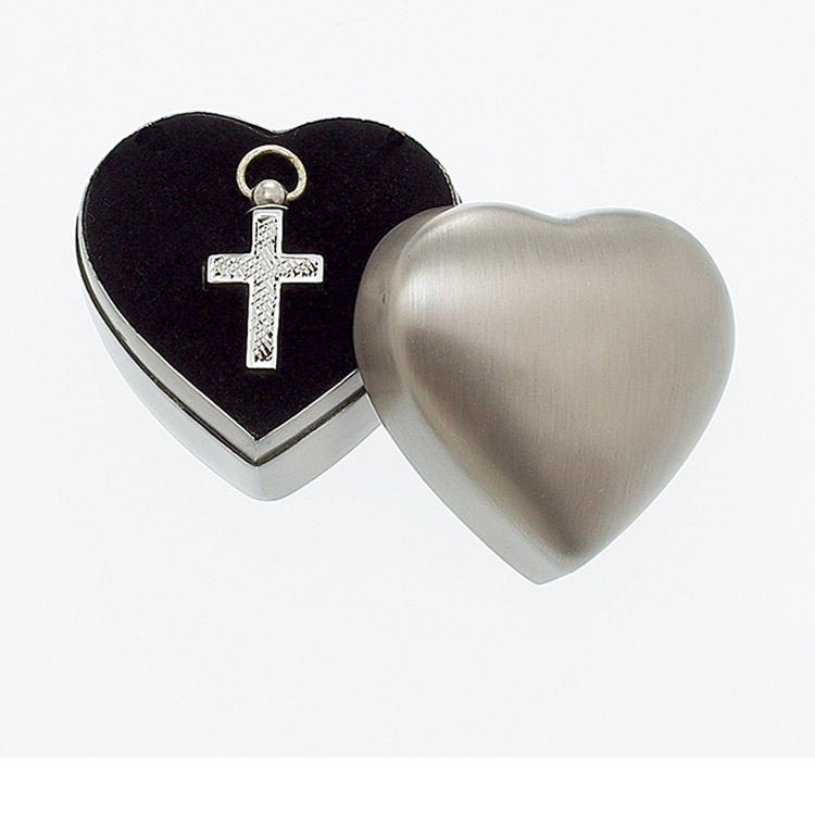 Sculpted Silver Finish Cross with Plain Case