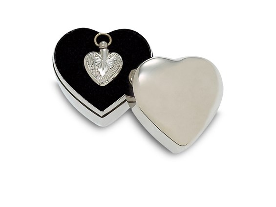 Sculpted Silver Finish Heart with Plain Case