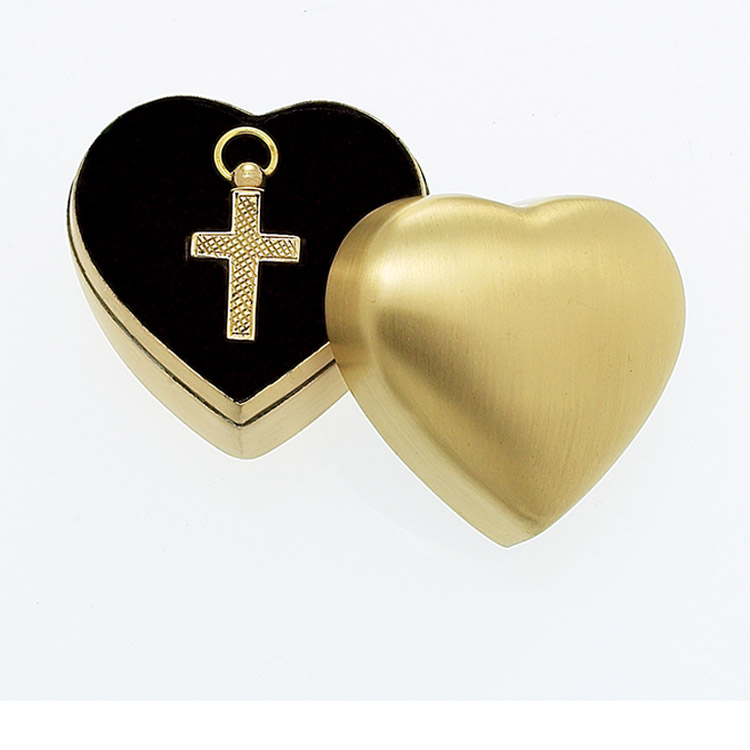 Sculpted Brass Cross with Plain Case