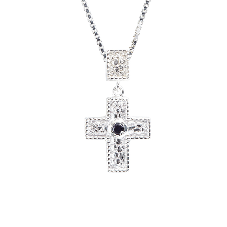 Pebbled Cross and Bale Pendant