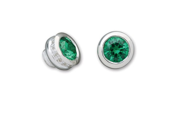 Simulated Emerald CZ Pav&#233; End Cap