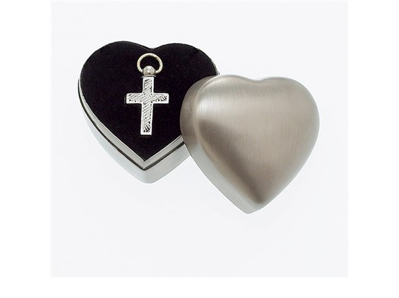 Sculpted Silver Finish Cross with Plain Case