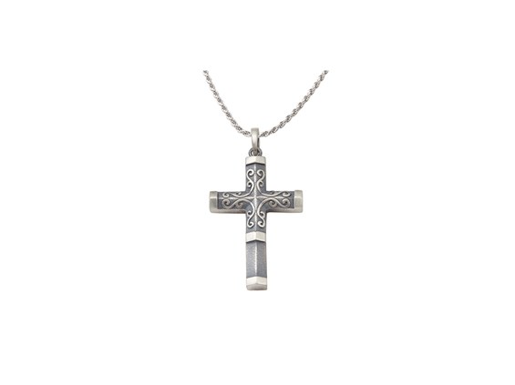 Silver Embossed Cross Pendant