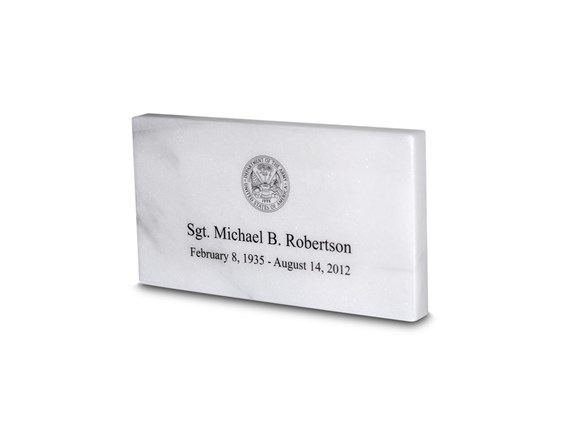 White Marble Temporary Grave Marker