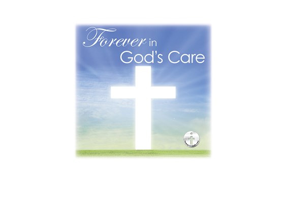 Forever in God&#39;s Care-Cross in Sky Image for urn vaults